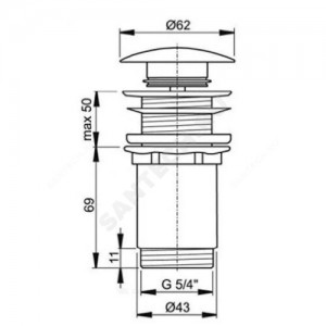 Клапан донный для умывальника латунь 1 1/4" хром слив "клик-клак", пробка D=66мм Alca Plast A395