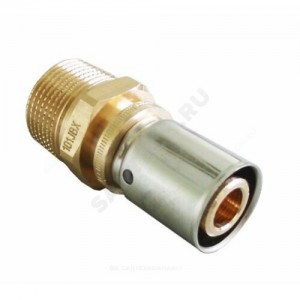 Муфта МП бронза/нерж пресс Дн 16х2,0х1/2" НР Cofit P Oventrop 1512043