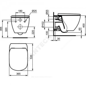 Унитаз подвесной TESI дюропласт микролифт rimless Ideal Standard T355101.