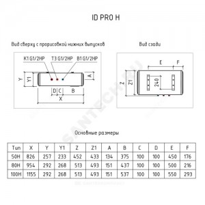 Водонагреватель электрический накопительный 50 л 2 кВт ID 50 H (pro) Wi-Fi THERMEX ЭдЭБ01139