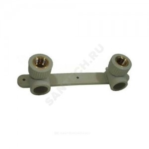 Планка PP-R монтажная серая ВР Дн 20х1/2" Ру25 под смеситель с водорозетками RTP (РосТурПласт) 11046