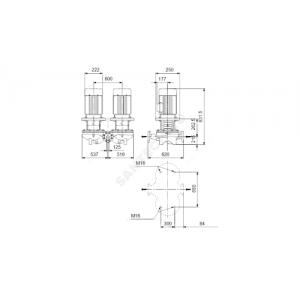 Насос ин-лайн с сухим ротором TPD 125-70/6 A-F-A-BQQE PN16 сдвоенный 3х380-415В/50 Гц Grundfos 96109764