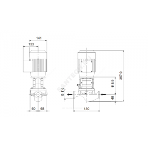 Насос ин-лайн с сухим ротором TP 25-90/2-A-O-A-BQBE PN10 Grundfos 99221955