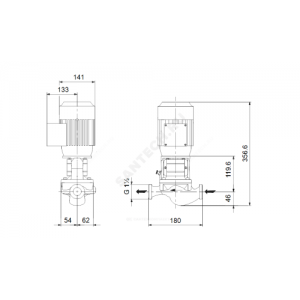 Насос ин-лайн с сухим ротором TP 25-80/2-A-O-A-BQBE PN10 1х220-240В/50 Гц Grundfos 99221954