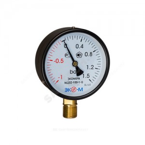 Вакуумметр МД 02 радиальный Дк100мм -1-1,5 бар G1/2" ЭКОМЕРА