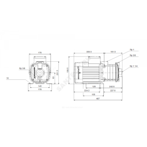 Насос многоступенчатый горизонтальный CM-A 5-7 AVBV PN10 3х220-240/380-415В/50 Гц Grundfos 97516541