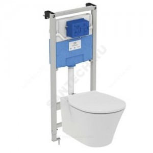 Комплект 3 в 1 CONNECT AIR Rimless унитаз подвесной + инсталляция без кнопки смыва + сиденье Soft close Ideal Standard K819501PA15.