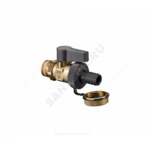 Кран шаровой латунь сливной Optibal KFE Ду 10 Ру16 НР/штуц G3/8" флажок со штуцером, для котлов Oventrop 1033313