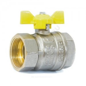 Кран шаровой латунь никель газ Pride Ду 50 Ру25 ВР полнопроходной бабочка аналог 11б27п LD 47.50.В-В.Б .