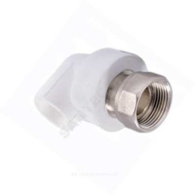 Угольник PP-R комбинированный белый с накидной гайкой Дн 32х1 1/4" RTP (РосТурПласт) 14622