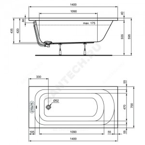 Ванна акриловая SIMPLICITY 150х70 без ножек Ideal Standard W004201