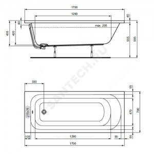Ванна акриловая SIMPLICITY 170х70 без ножек Ideal Standard W004401
