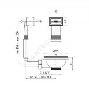Выпуск для кухонной мойки с жестким переливом 3 1/2" с нержавеющей решёткой D=115мм АНИ Пласт N305