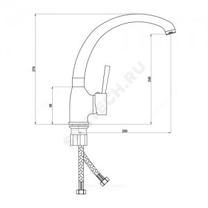 Смеситель для кухонной мойки серия Город Д-серия ручка сбоку одноручный Славен СЛ-ОД-Д22
