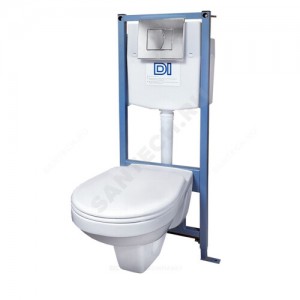 Комплект 4 в 1 Рио унитаз подвесной + инсталляция + кнопка смыва + сиденье Soft close Rosa (Кировская керамика)