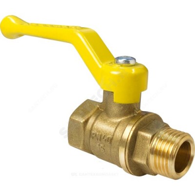Кран шаровой латунь газ 11Б27фтМ Ду 40 Ру25 ВР/НР полнопроходной рычаг VALFEX VF.272.LR3.112