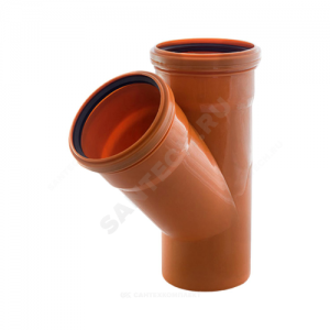 Тройник НПВХ с раструбом коричневый Дн 200х160х45гр б/нап в/к Хемкор