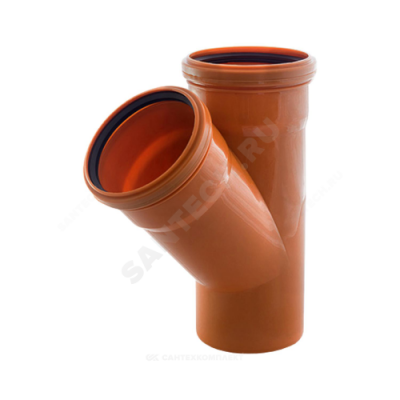 Тройник НПВХ с раструбом коричневый Дн 250х160х45гр б/нап в/к Хемкор