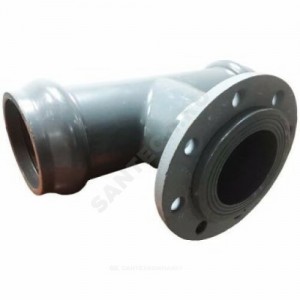 Тройник НПВХ серый SDR26 Дн 160х150х90гр Ру10 фланец-раструб напорный фланец сталь Хемкор 2181142