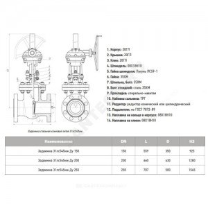 Задвижка клиновая сталь 31лс545нж Ду 400 Ру16 фл с редуктором МЗТА Задвижка клиновая сталь 31лс545нж Ду 400 Ру16 фл с редуктором МЗТА