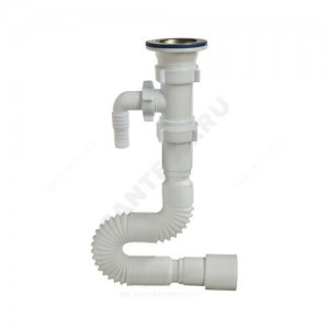 Сифон для умывальника гофрированный 1 1/2"x40/50 с отводом (штуцером) без выпуска Орио АС-101315