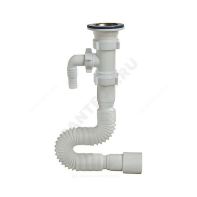 Сифон для умывальника гофрированный 1 1/2"x40/50 с отводом (штуцером) без выпуска Орио АС-101315