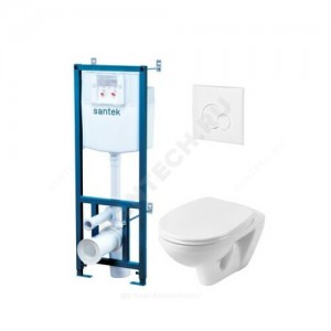 Комплект 4 в 1 Бореаль унитаз подвесной + инсталляция + кнопка смыва + сиденье дюропласт Santek 1.WH30.2.464
