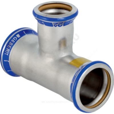 Тройник переходной сталь нерж Дн 35х15х35 пресс для газоснабжения Mapress Geberit 34041