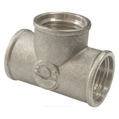 Тройник латунь никель Ду 20 (3/4") ВР/ВР VALFEX VF.130.N.034