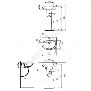 Умывальник подвесной SEVA FRESH 50 Vidima W411561