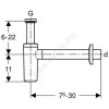 Сифон для умывальника бутылочный 1 1/4" с прямой трубкой 40мм без выпуска Geberit 151.035.11.1