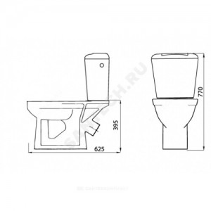 Унитаз-компакт Комфорт стандарт белый нижний подвод косой выпуск 1/реж полипропилен тарельчатый Лобненский стройфарфор