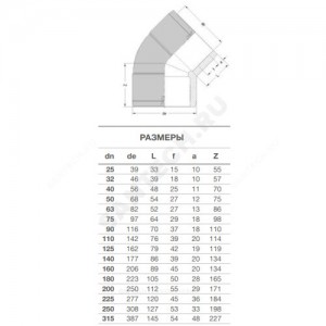 Отвод электросварной ПЭ100 SDR11 Дн 40х45гр Ру16 EUROSTANDARD 2116160040