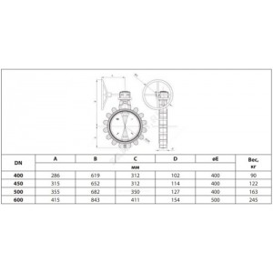 Затвор дисковый поворотный чугун VFY-LG(SYLAX) Ду 400 Ру16 межфл с редуктором диск нерж манжета EPDM Danfoss 082X3070 Затвор дисковый поворотный чугун VFY-LG(SYLAX) Ду 400 Ру16 межфл с редуктором диск нерж манжета EPDM Danfoss 082X3070