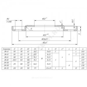 Фланец сталь расточенный Ду 200 (Dвн 225мм) Ру16 для ПЭ труб Дн 200 LD