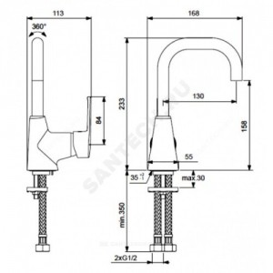 Смеситель для умывальника серия UNO ручка сбоку одноручный Vidima BA235AA