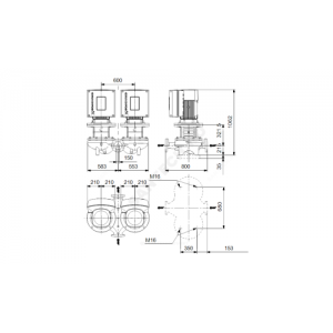 Насос ин-лайн с сухим ротором TPED 150-160/4 A-F-A-BQQE сдвоенный 3х380-480В/50 Гц Grundfos 96110661