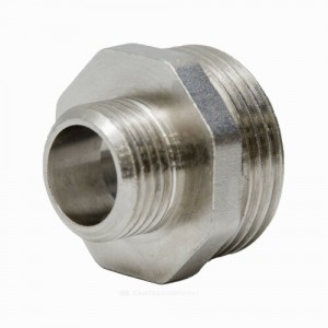 Ниппель латунь никель переходной Ду 15х10 (1/2"х3/8") НР LD LD.67.503.1510