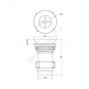 Выпуск для сифона с гайкой G 1 1/2" с пластиковой решёткой D=63мм Орио А-7205-3