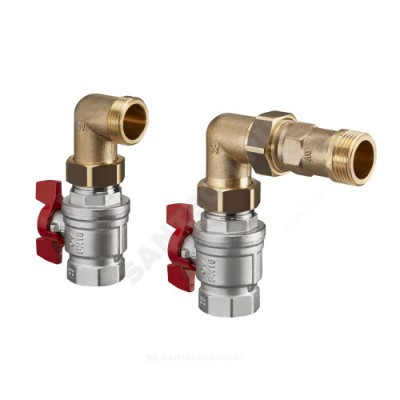 Комплект шаровых кранов латунь угловой бабочка Oventrop 1404780