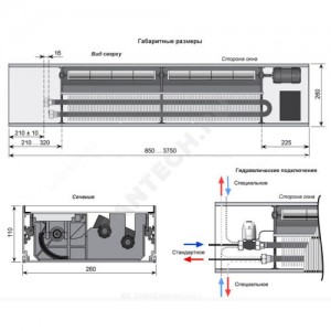 Конвектор внутрипольный WSK без решетки подключение - слева со стороны помещения Mohlenhoff WSK 260-90-1500