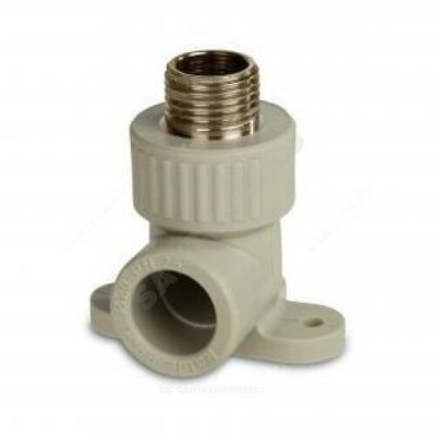 Угольник PP-R комбинированный серый НР Дн 25х1/2" с креплением RTP (РосТурПласт) 15921