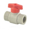 Кран PP-R шаровой серый Дн 20 полупроходной с красной ручкой VALFEX 20255020BГ