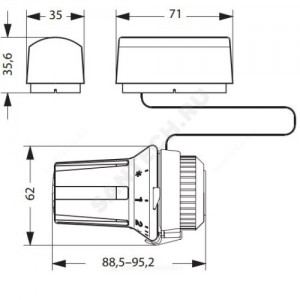 Элемент термостатический RTR 7092 газ/нап клипс RTR (RA) 5-26oC с выносным темп/датчиком L=2м Danfoss 013G7092