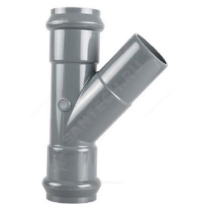 Тройник НПВХ серый SDR26 Дн 110х45гр Ру10 раструбный напорный 2181136