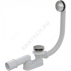 Слив-перелив для ванны плоский автоматический с переходной трубкой 10гр. 40/50 слив клапан "клик-клак", пробка D=70мм Alca Plast A507KM-100