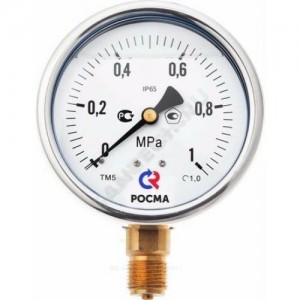 Манометр гидрозаполненный ТМ-320P.20 радиальный Дк63мм 0-2,5 МПа G1/4" силикон Росма 00000031026