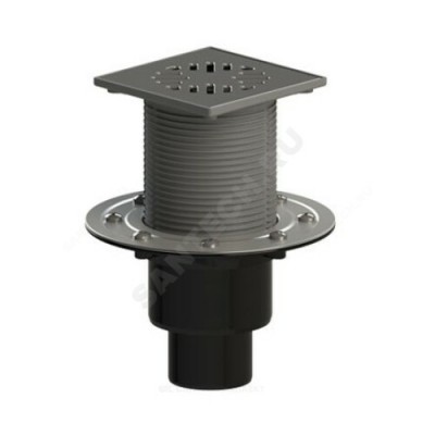 Трап регулируемый с "сухим" затвором Дн 110 с нержавеющей решёткой вертикальный выпуск Татполимер ТП-310.1Ds