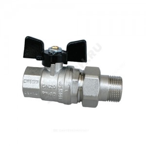 Кран шаровой латунь никель Itap серия 098S Ду 25 ВР/"американка" бабочка STAHLMANN SVFM001BR