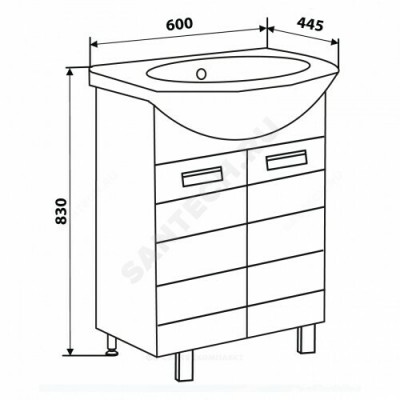 Тумба под умывальник Балтика Вега 60 DORATIZ 9912.502